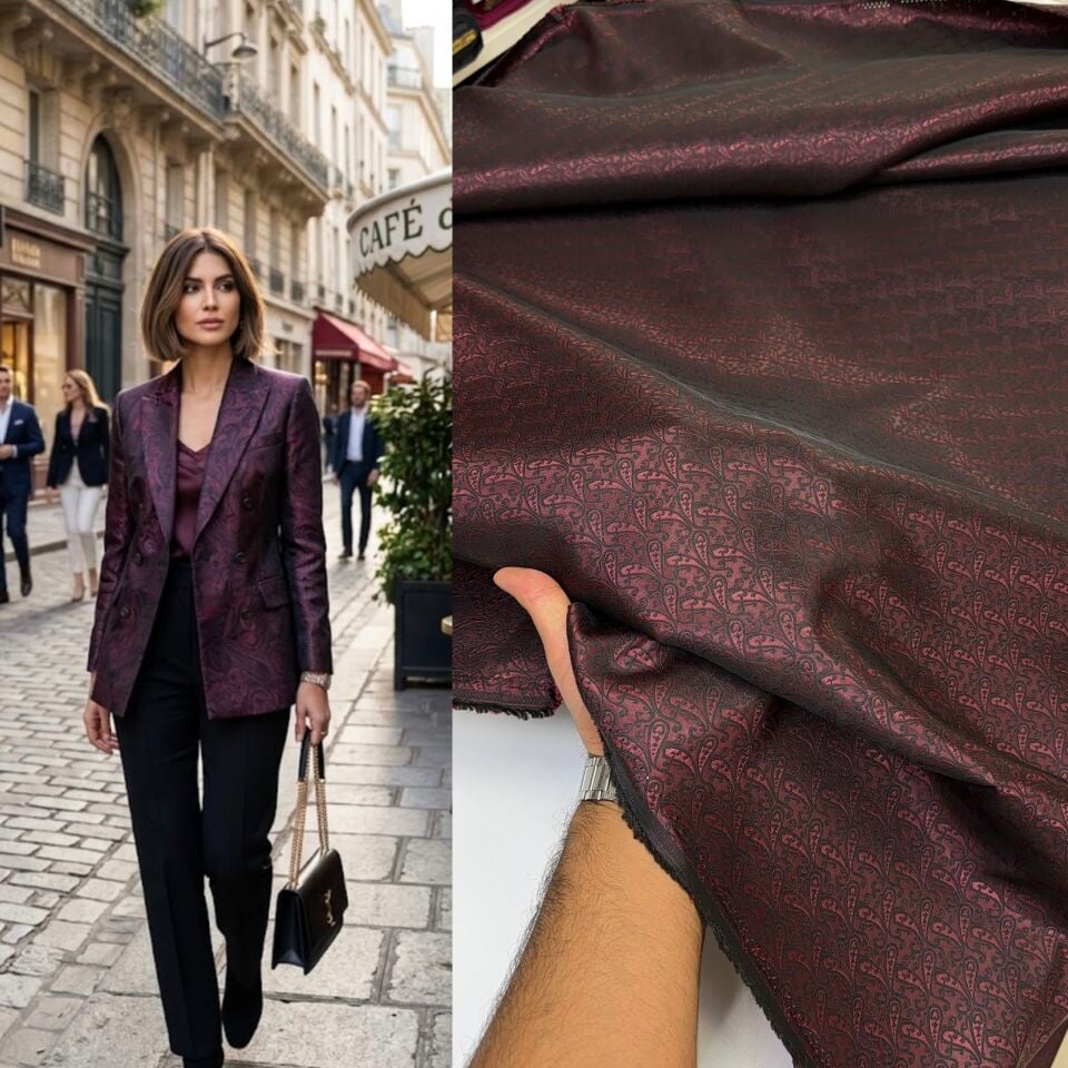 Mini Şal Desen Bordo Brokar