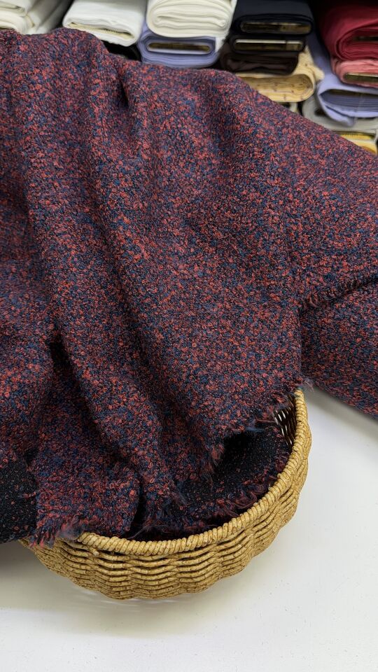 Premium Bordo Mavi Buklet Kumaş