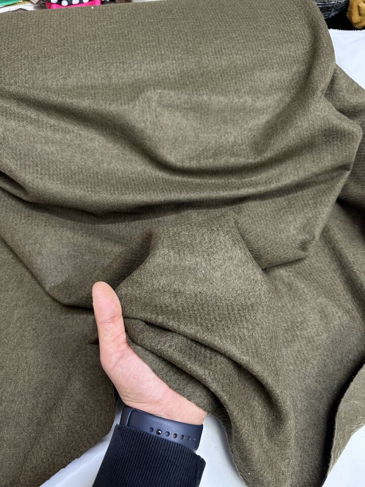 Haki Yünlü Keçe Kumaş