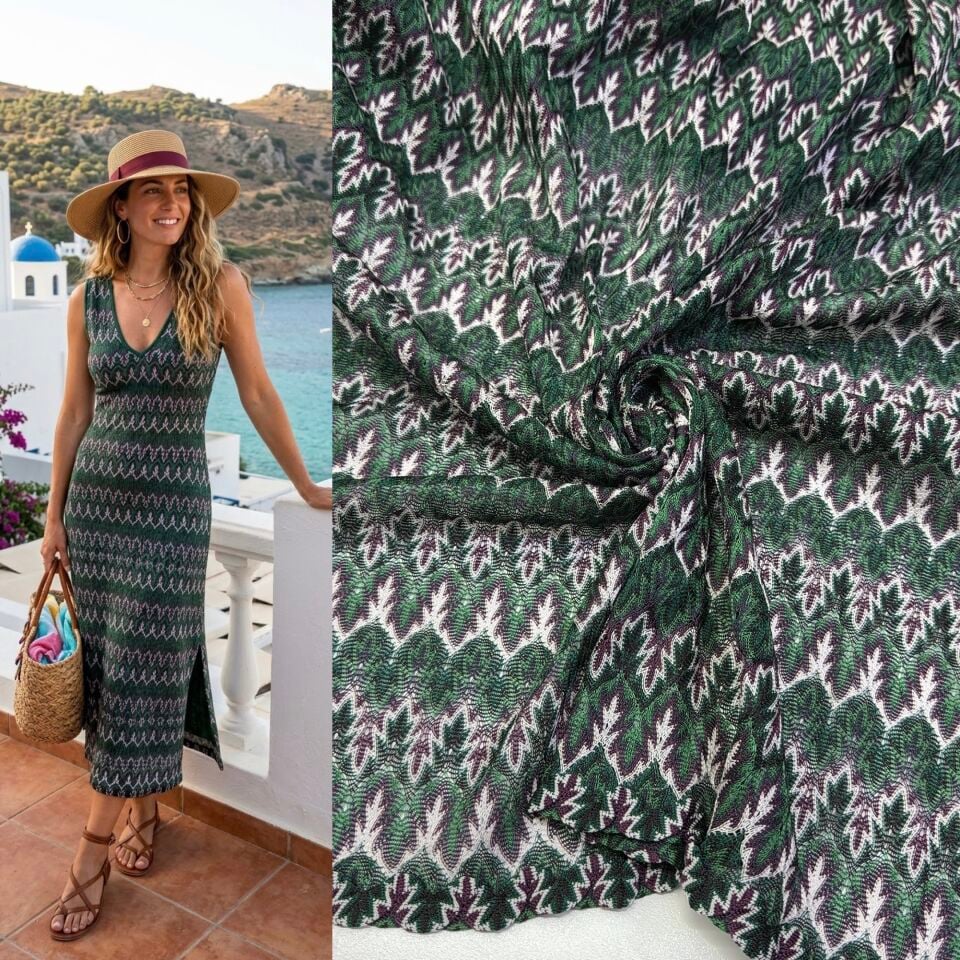 Yeşil Missoni Örme Kumaş