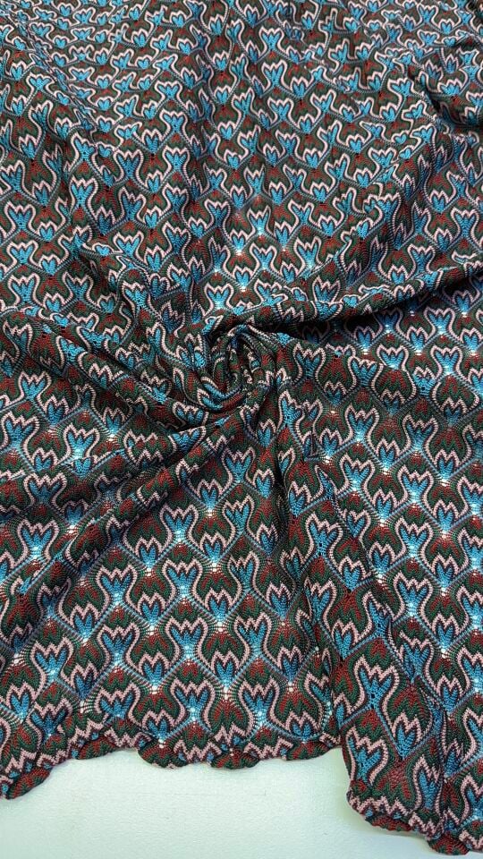 Bordo Mavi Missoni Örme