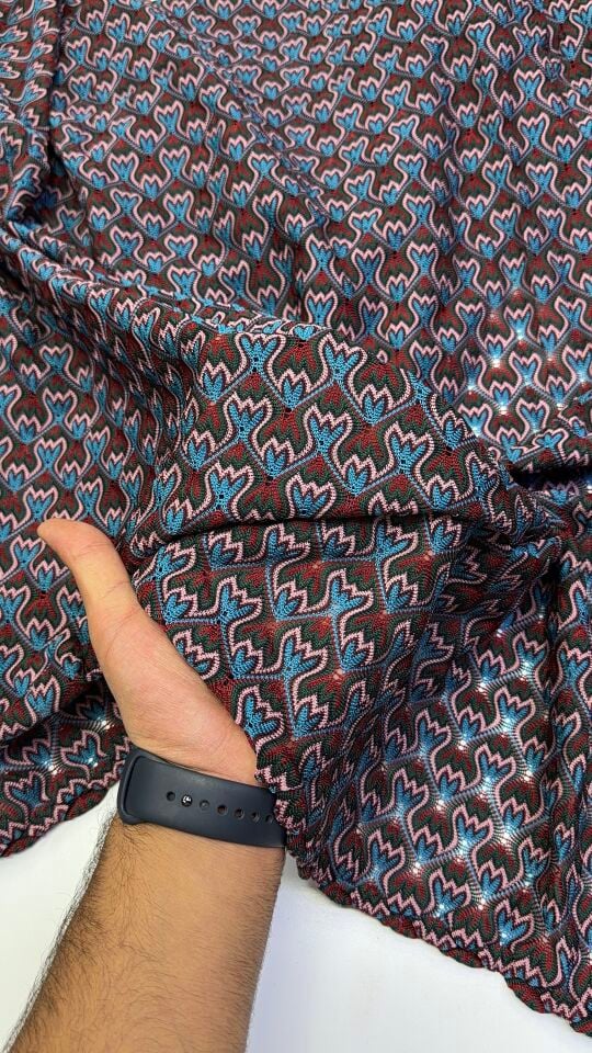 Bordo Mavi Missoni Örme