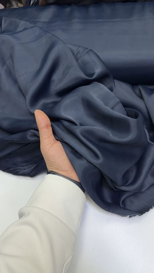 Pamuklu Lacivert Saten