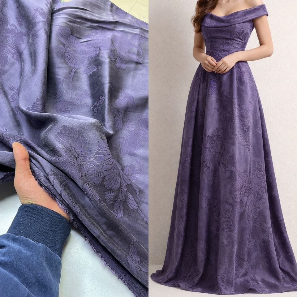 Pamuklu Jakarlı Saten Kumaş