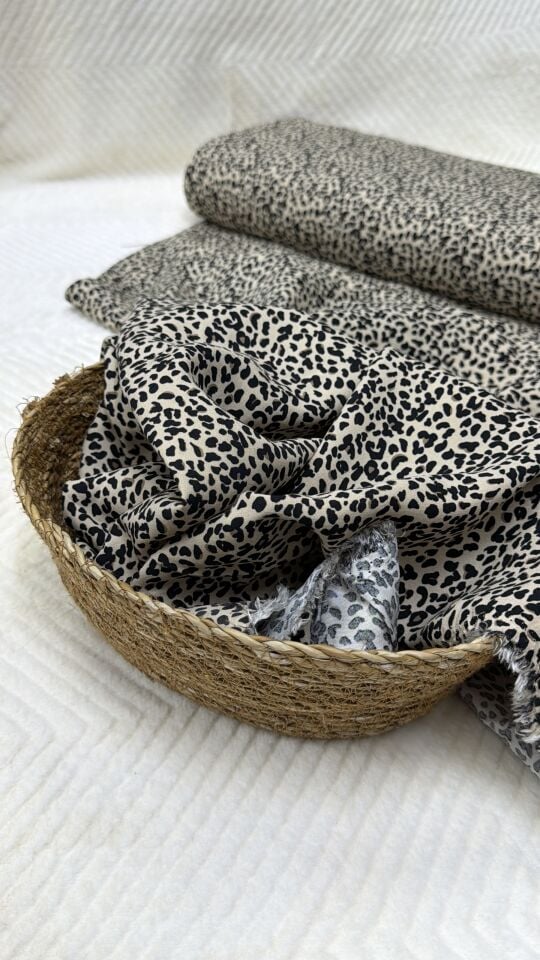 %100 Pamuklu Leopar Viskon