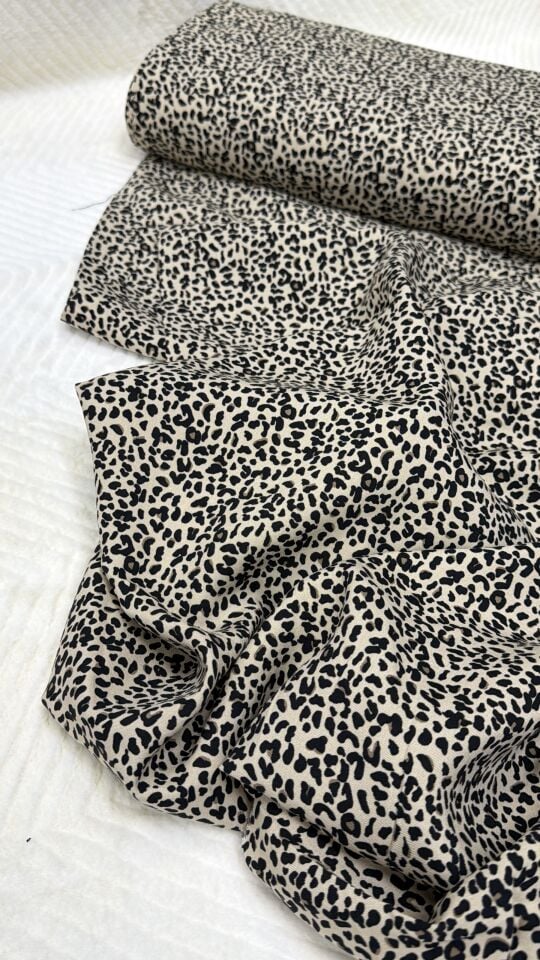 %100 Pamuklu Leopar Viskon