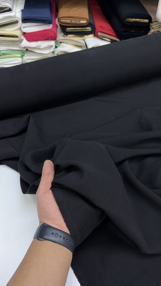 Siyah Pamuklu Keten Kumaş