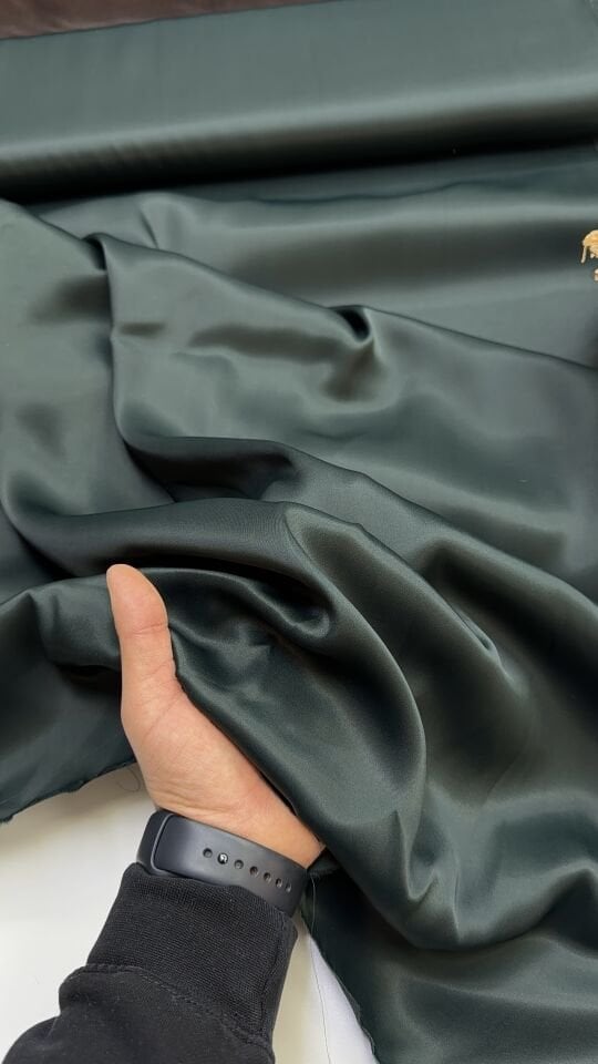 Koyu Yeşil Saten Kumaş