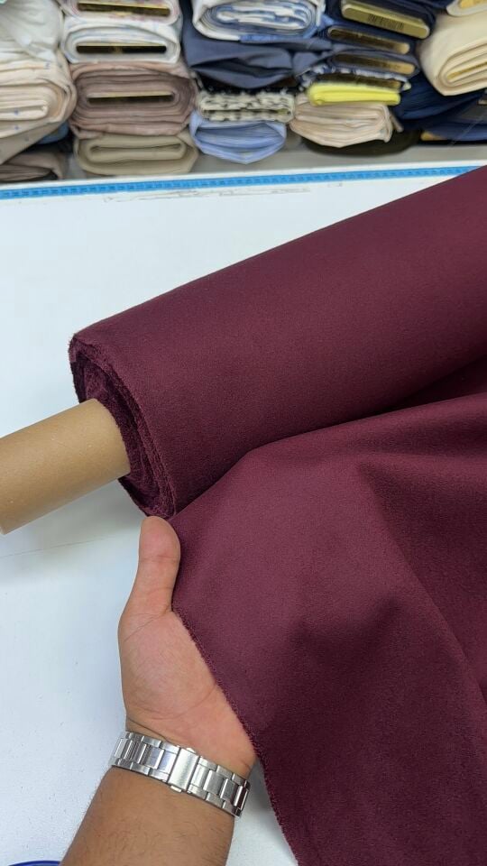 Bordo Yünlü Kaşmir Kumaş