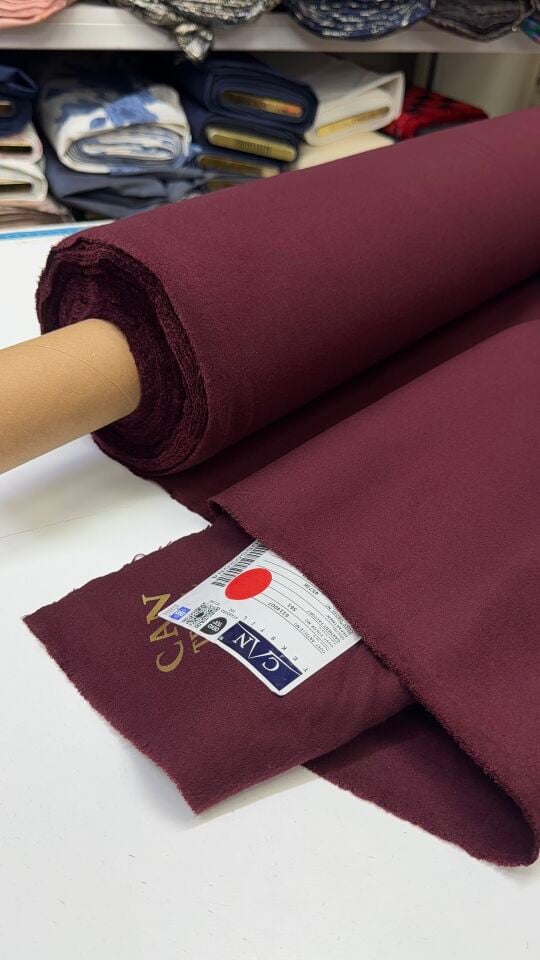 Bordo Yünlü Kaşmir Kumaş